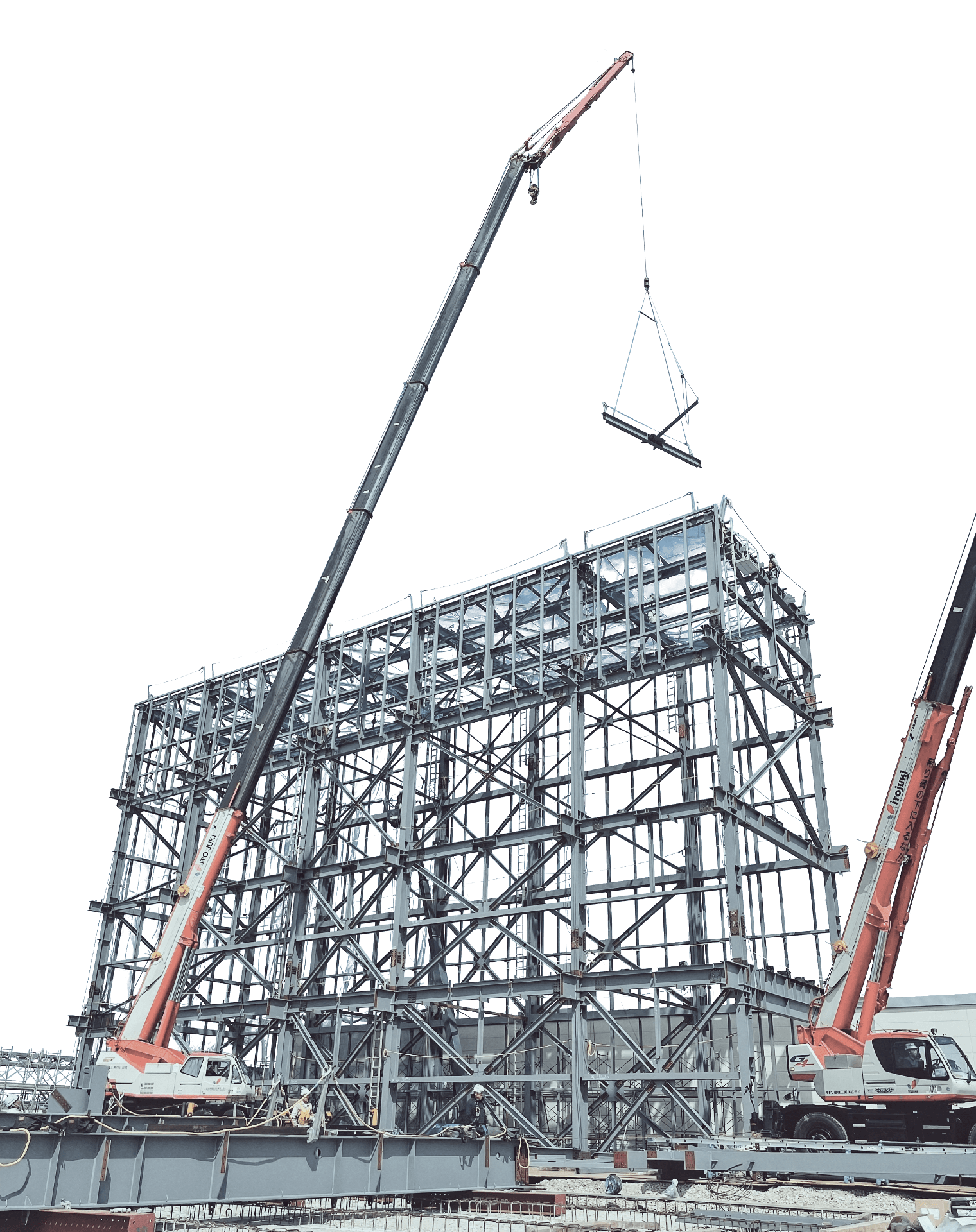 鉄骨建て方やってる。しかも専門。